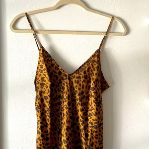 Leopard print silky slip dress
